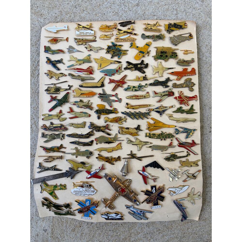 Lot of close to 100 military plane pins- metal